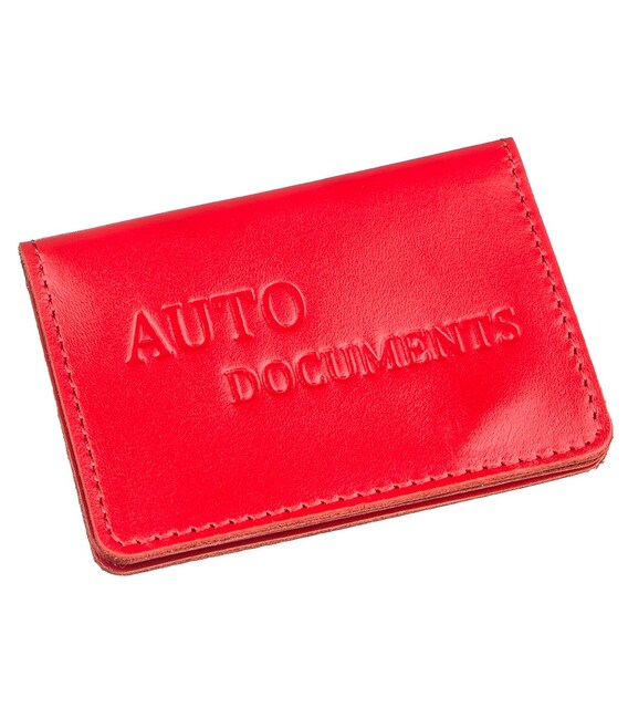 Обложка для авто документов на 3 слота кожаная Shvigel 13965 Красная фото, картинка, изображение