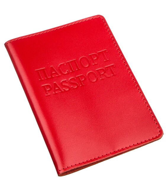 Кожаная обложка на паспорт с надписью SHVIGEL 13975 Красная фото, картинка, изображение