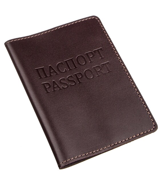 Кожаная обложка на паспорт с надписью SHVIGEL 13976 Коричневая фото, картинка, изображение