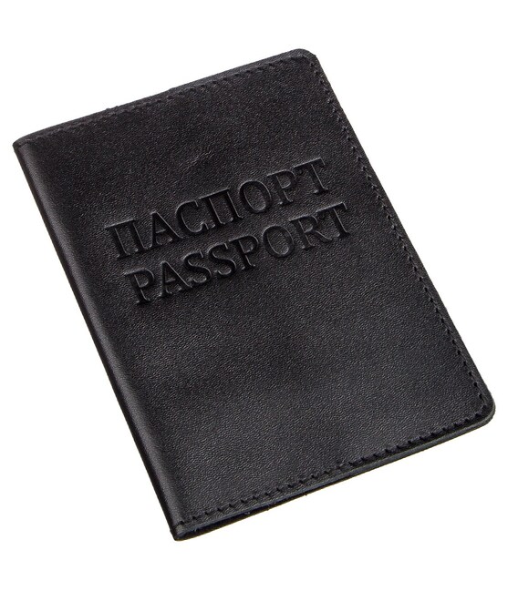Кожаная обложка на паспорт с надписью SHVIGEL 13977 Черная фото, картинка, изображение