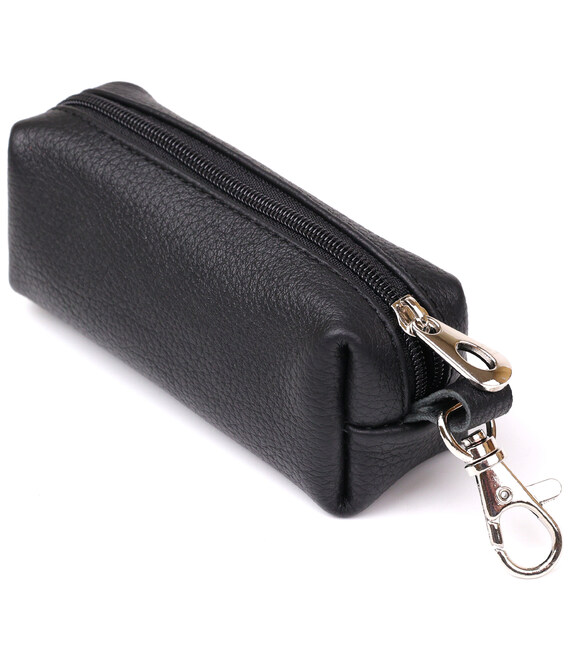 Ключница тубус кожаная классика SHVIGEL 16226 Черная фото, картинка, изображение