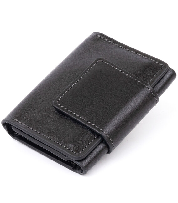 Визитница для карточек глянцевая из натуральной кожи GRANDE PELLE 11293 Черная фото, картинка, изображение