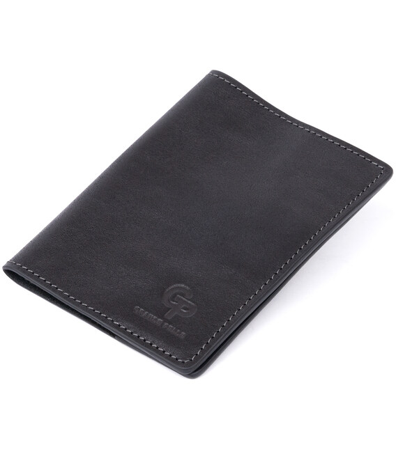 Обложка для паспорта из натуральной кожи GRANDE PELLE 11304 Черная фото, картинка, изображение