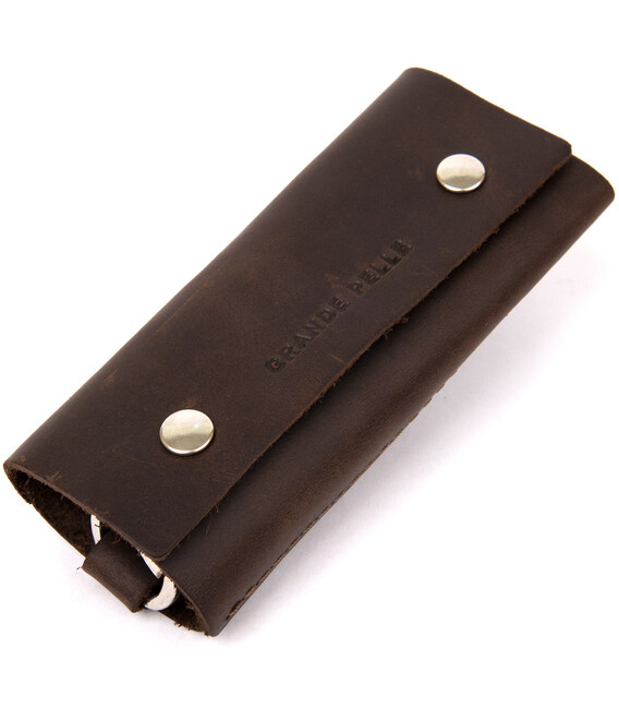 Кожаная винтажная ключница GRANDE PELLE 11342 Коричневый фото, картинка, изображение