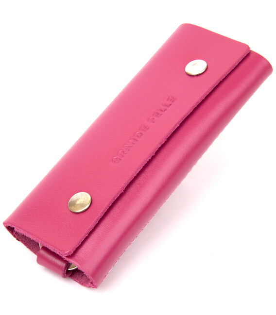 Ключница тубус кожаная на кнопках Grande Pelle 11349 Фуксия фото, картинка, изображение