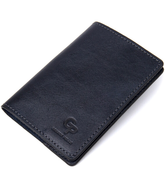 Универсальная кожаная обложка на паспорт GRANDE PELLE 11479 Темно-синий фото, картинка, изображение