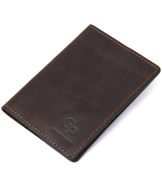 Матовая кожаная обложка на паспорт GRANDE PELLE 11481 Коричневый фото, картинка, изображение