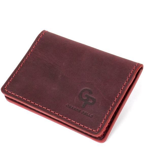 Кожаная визитница GRANDE PELLE 11486 Бордовый фото, картинка, изображение