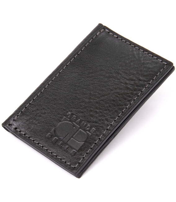 Кожаная небольшая визитница GRANDE PELLE 11501 Черный фото, картинка, изображение