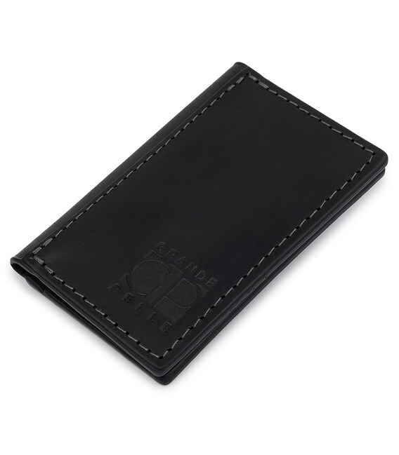 Кожаный компактный картхолдер GRANDE PELLE 11397 Черный фото, картинка, изображение