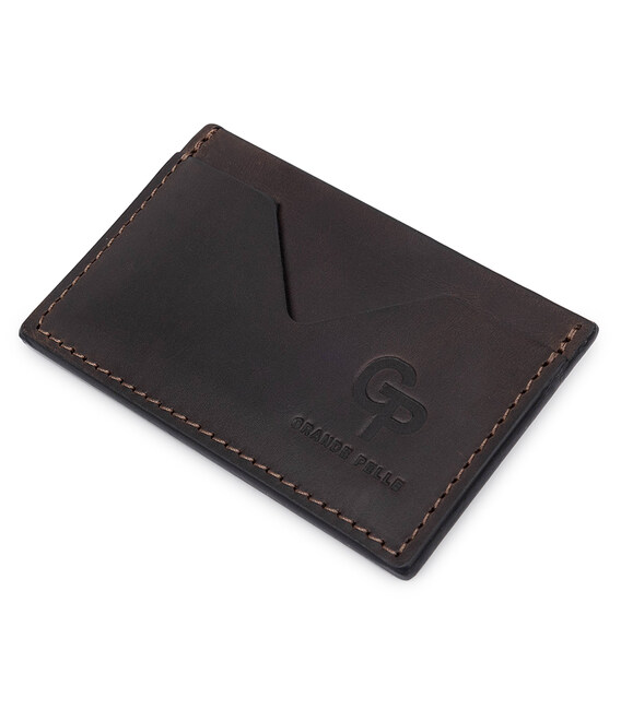 Кожаный матовый картхолдер GRANDE PELLE 11526 Коричневый фото, картинка, изображение