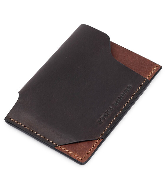 Кожаный необычный картхолдер GRANDE PELLE 11534 Коричневый фото, картинка, изображение