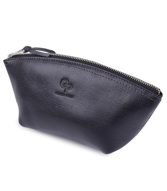 Кожаная женская косметичка GRANDE PELLE 11570 Черный фото, картинка, изображение