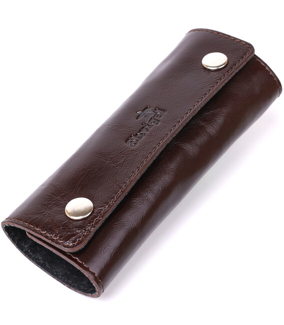 Удобная кожаная ключница Shvigel 16534 Коричневый фото, картинка, изображение