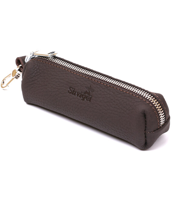 Матовая кожаная ключница Shvigel 16545 Коричневый фото, картинка, изображение