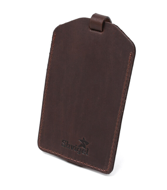 Вінтажна бірка на валізу з натуральної шкіри Shvigel 16555 Коричневий картинка, зображення, фото