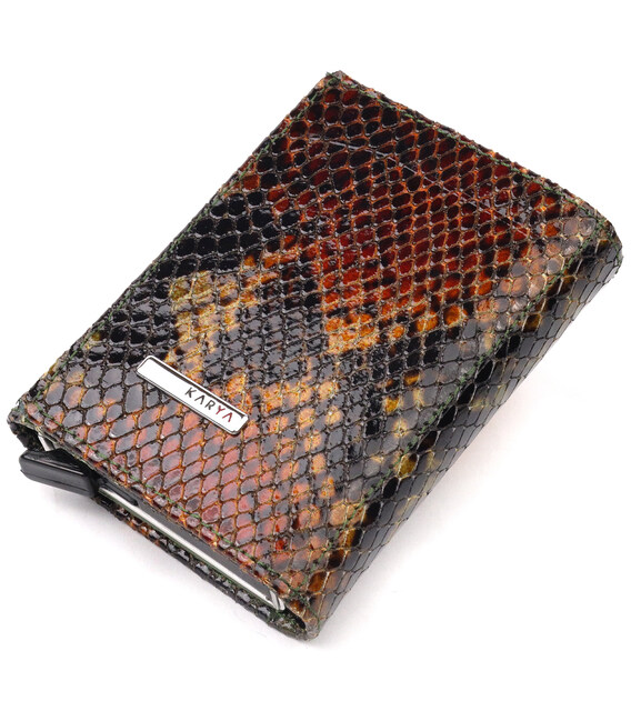 Лакована візитниця з натуральної фактурної шкіри під змію KARYA 20988 Різнокольоровий картинка, зображення, фото