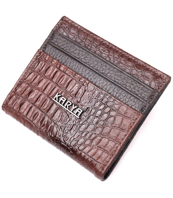 Красивая визитница из натуральной фактурной кожи KARYA 20994 Коричневый фото, картинка, изображение