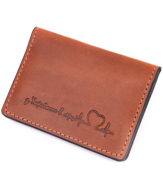 Обкладинка автодокументів у вінтажній шкірі Серце GRANDE PELLE 16704 Світло-коричнева картинка, зображення, фото