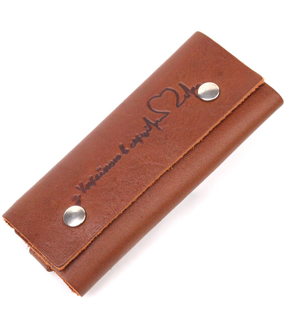 Превосходная ключница в глянцевой коже Сердце GRANDE PELLE 16721 Светло-коричневая фото, картинка, изображение