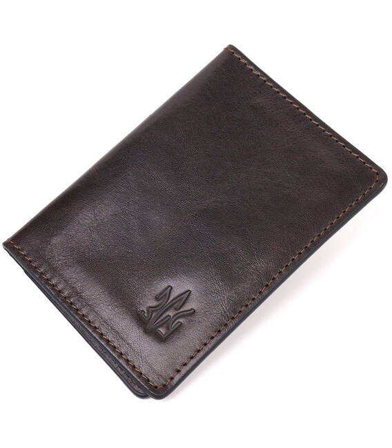 Обложка из глянцевой кожи на военный билет Тризуб ЗСУ GRANDE PELLE 16748 Коричневая фото, картинка, изображение