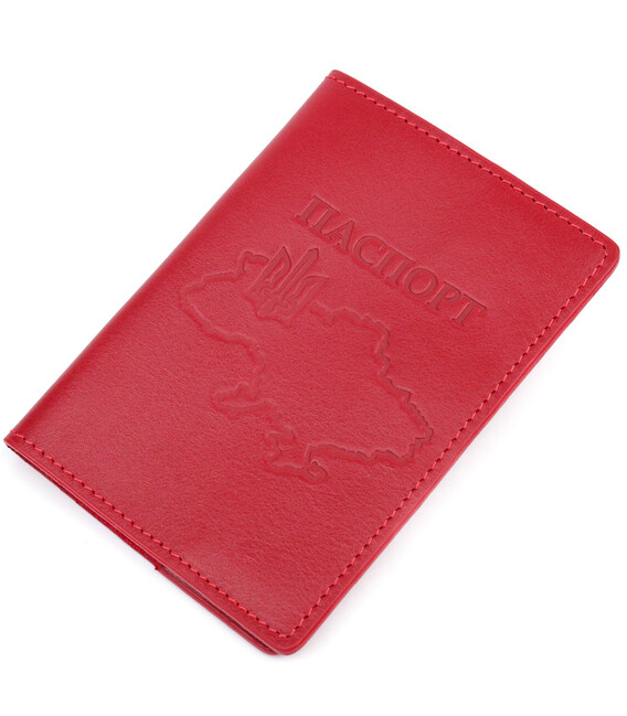 Яркая кожаная обложка на паспорт Карта GRANDE PELLE 16775 Красная фото, картинка, изображение