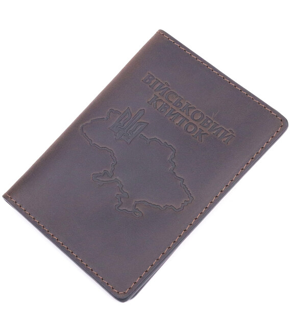 Надійна обкладинка на військовий квиток у вінтажній шкірі Карта GRANDE PELLE 16781 Коричнева картинка, зображення, фото