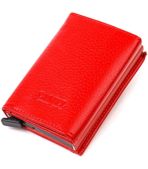 Женский картхолдер в три сложения с автоматическим механизмом из натуральной кожи флотар CANPELLINI 21933 Красный фото, картинка