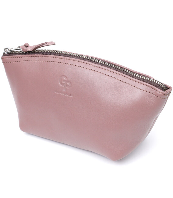 Чарівна жіноча шкіряна косметичка GRANDE PELLE 16793 Пудровий картинка, зображення, фото