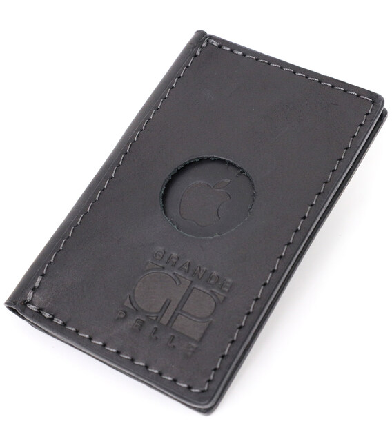 Надійний картхолдер з утримувачем для Apple AirTag з натуральної шкіри GRANDE PELLE 11605 Чорний картинка, зображення, фото