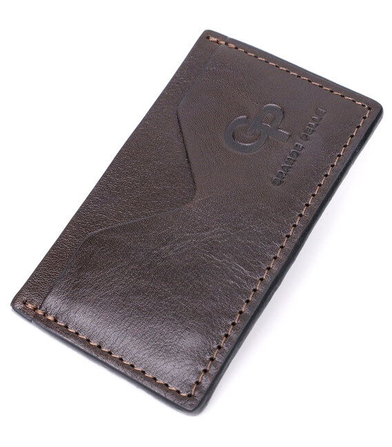 Компактный кард-кейс из натуральной кожи GRANDE PELLE 11629 Коричневый фото, картинка, изображение