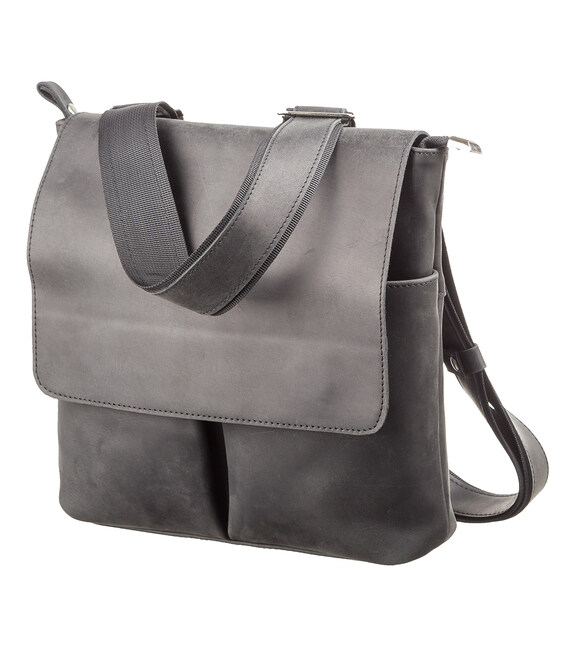 Сумка SHVIGEL 11078 из винтажной кожи Черная фото, картинка, изображение