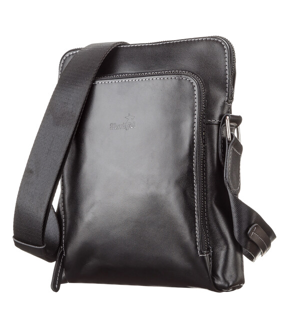 Сумка чоловіча SHVIGEL 11101 шкіряна Чорна картинка, зображення, фото