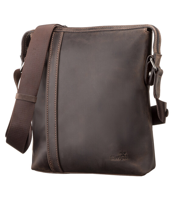 Сумка мужская SHVIGEL 11099 кожаная Коричневая фото, картинка, изображение