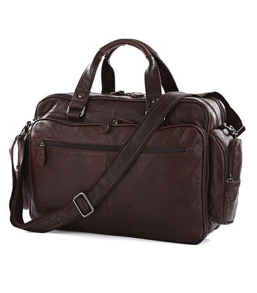 Кожаная дорожная сумка для путешествий командировок и документов Vintage 14055 Коричневая фото, картинка, изображение