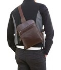 Шкіряна чоловіча сумка через плече для документів та міста Vintage 14185 Коричнева картинка, зображення, фото