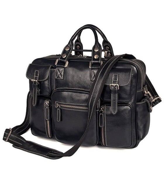 Кожаная сумка для ноутбука работы поездок и документов Vintage 14204 Черная фото, картинка, изображение