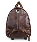 Кожаная дорожная сумка на колесах для путешествий и командировок Vintage 14254 Коричневая фото, картинка, изображение