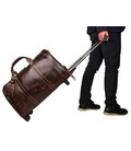 Кожаная дорожная сумка на колесах для путешествий и командировок Vintage 14254 Коричневая фото, картинка, изображение
