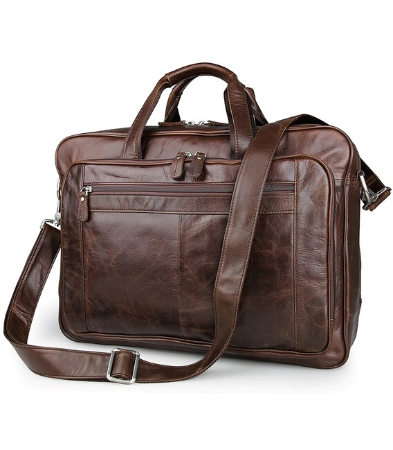 Сумка мужская Vintage 14371 для ноутбука 17 дюймов Коричневая фото, картинка, изображение