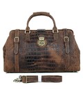 Кожаная дорожная сумка саквояж для поездок командировок и путешествий Vintage 14410 Коричневая фото, картинка, изображение