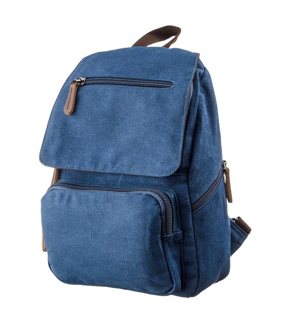 Компактный женский текстильный рюкзак Vintage 20197 Синий фото, картинка, изображение