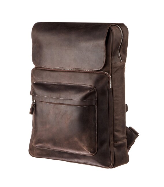 Рюкзак большой в коже Crazy horse Shvigel 15307 Коричневый фото, картинка, изображение