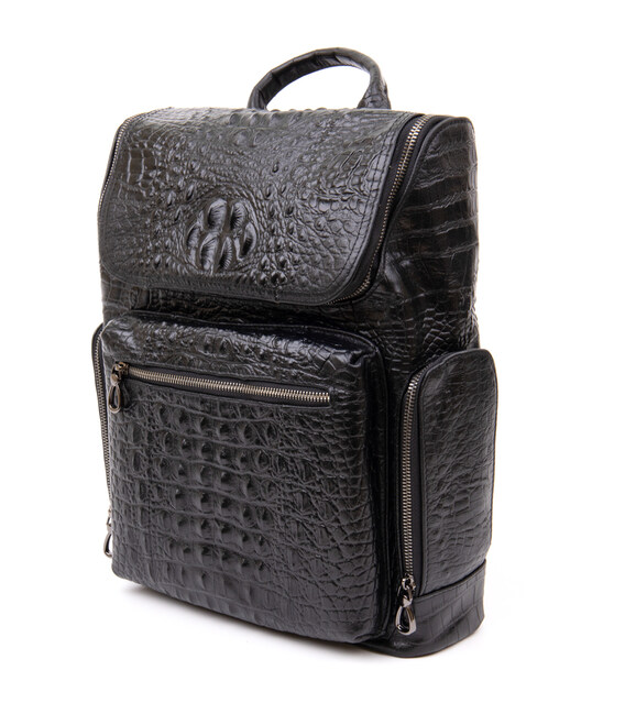 Рюкзак под рептилию кожаный Vintage 20431 Черный фото, картинка, изображение