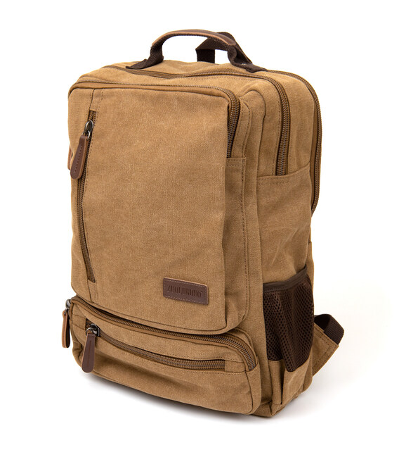 Рюкзак текстильный дорожный унисекс на два отделения Vintage 20614 Песочный фото, картинка, изображение