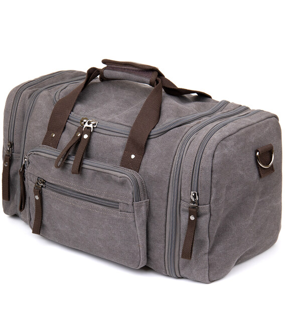 Дорожня сумка текстильна Vintage 20665 Сіра картинка, зображення, фото