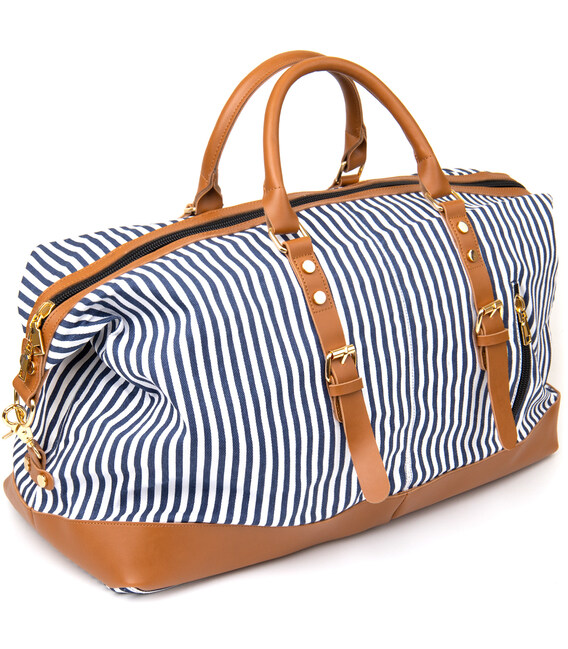 Дорожная сумка текстильная женская в полоску Vintage 20667 Белая фото, картинка, изображение