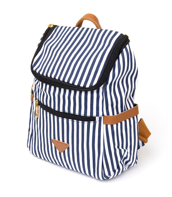 Рюкзак текстильный женский в полоску Vintage 20668 Белый фото, картинка, изображение