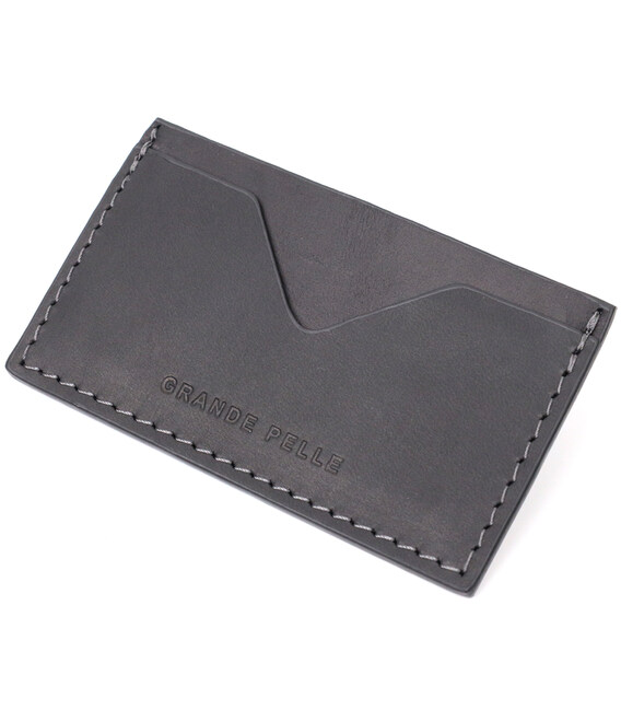Практичный кард-кейс из натуральной кожи GRANDE PELLE 11665 Черный фото, картинка, изображение