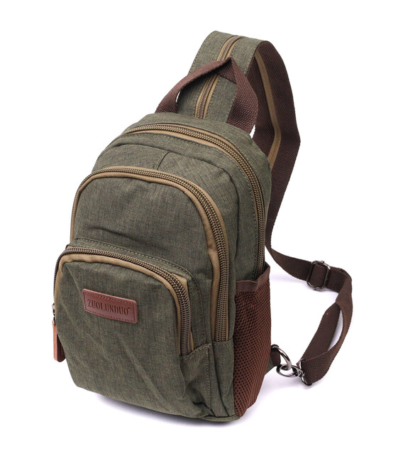 Практичный рюкзак из полиэстера с большим количеством карманов Vintage 22145 Оливковый фото, картинка, изображение